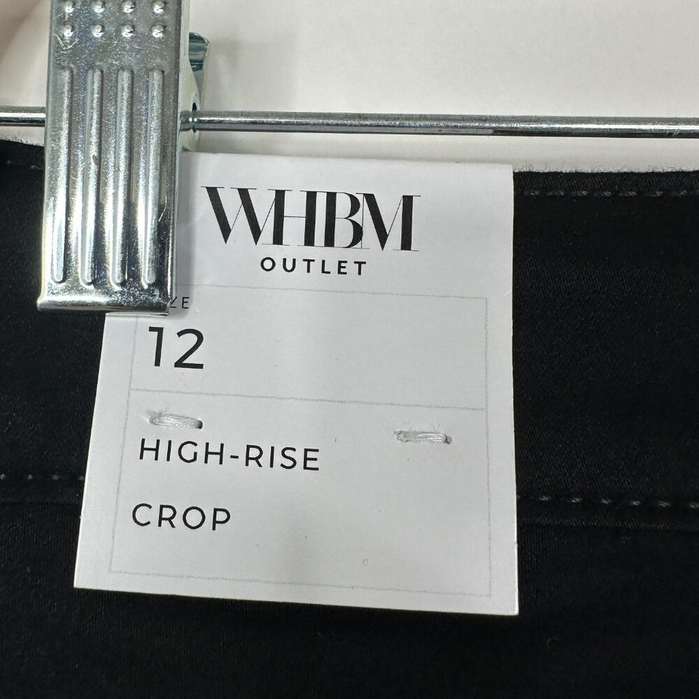 NWT White House Black Market Pants Black 12 High Rise Utility Crop Cargo Ankle - Picture 8 of 12